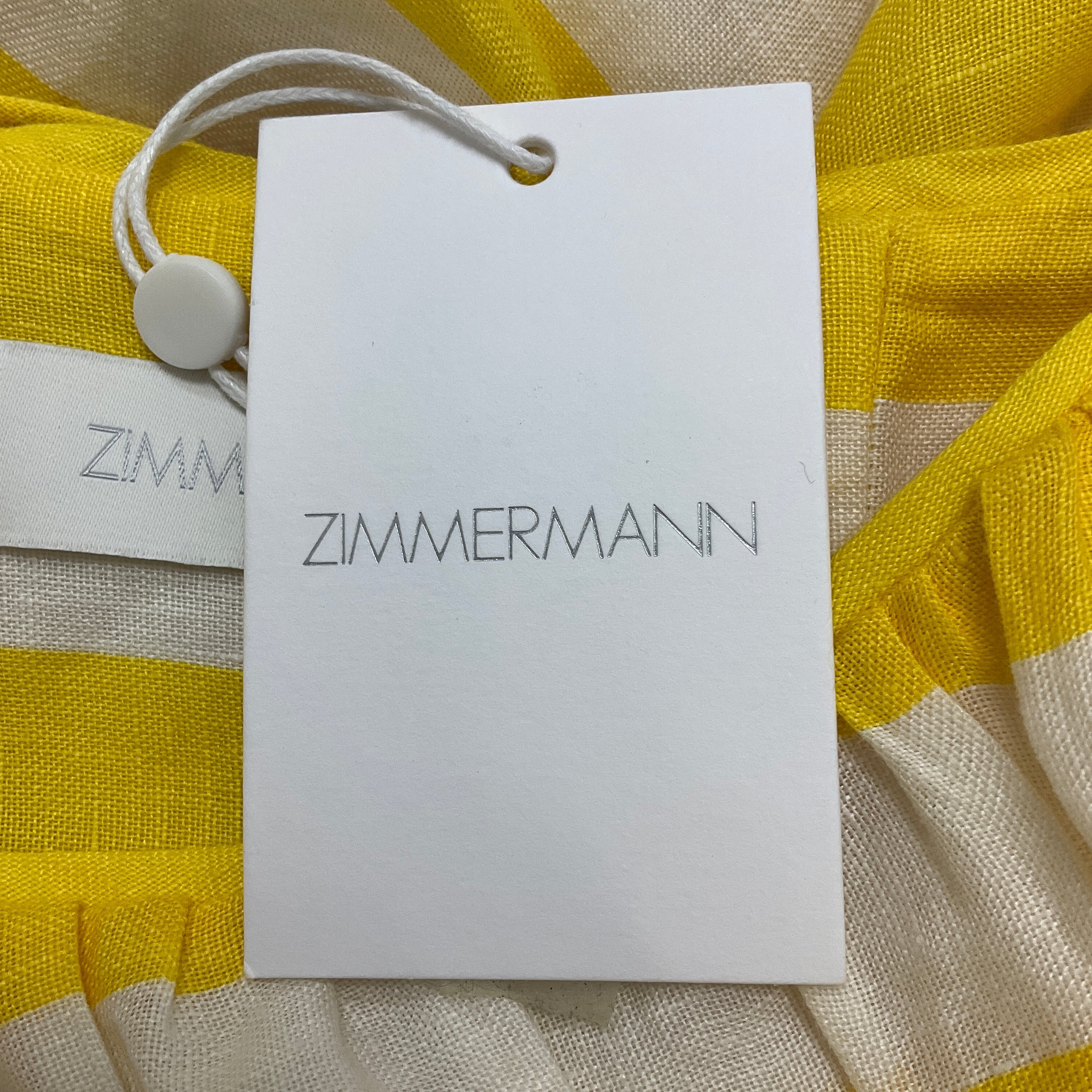 Zimmermann Yellow / Cream Stripe Alight Tie Shoulder Dress - Image 5